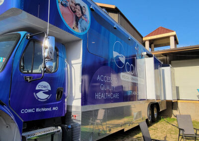 Photo of Central Ozark Medical Center's mobile medical unit van with slides out